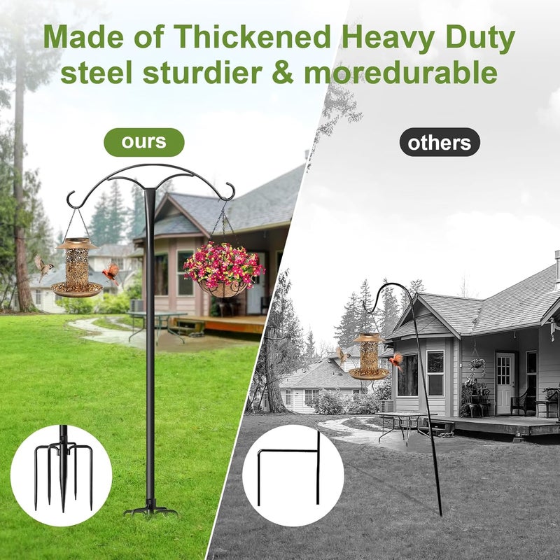 MuliVid 85 Inch Shepherds Hooks for Outdoor,Heavy Duty Shepherds Hooks for Outdoor with 5 Prong Base, Adjustable Stand Hanger for Garden Plant, Hummingbird Feeder, Lantern, Hanging Wedding Decor (2 Pack) - Image 4